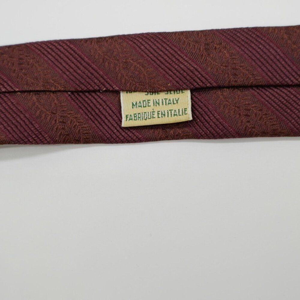 Joseph Abboud Brown Purple Striped Woven Short Wide Silk Tie - Picture 4 of 6